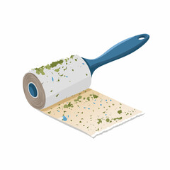 Used lint roller with visible fabric debris on adhesive sheet.
