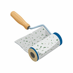 Used lint roller with visible fabric debris on adhesive sheet.
