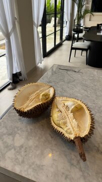 Naklejki UGC Sliced Durian Fruit on the Table