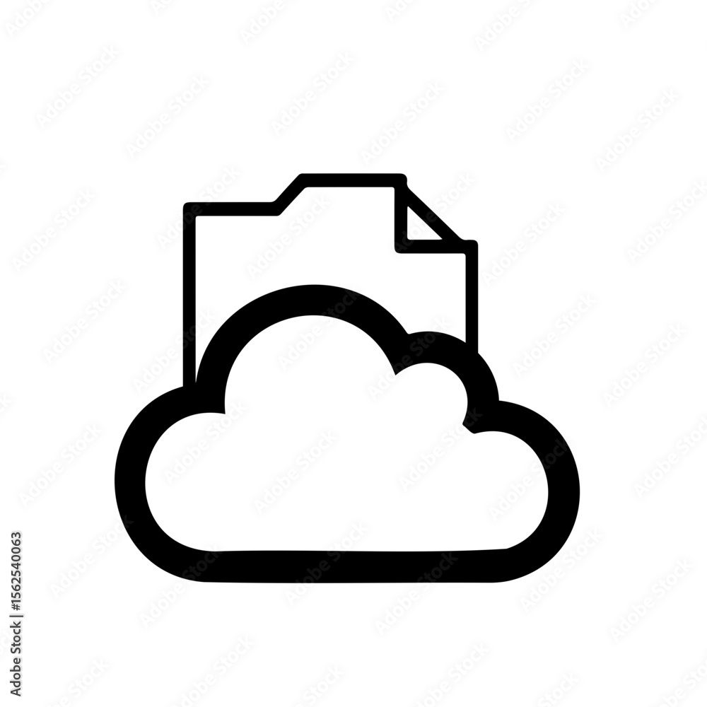 Aufkleber stylized cloud with folder icon representing cloud storage and data management on transparent backgr