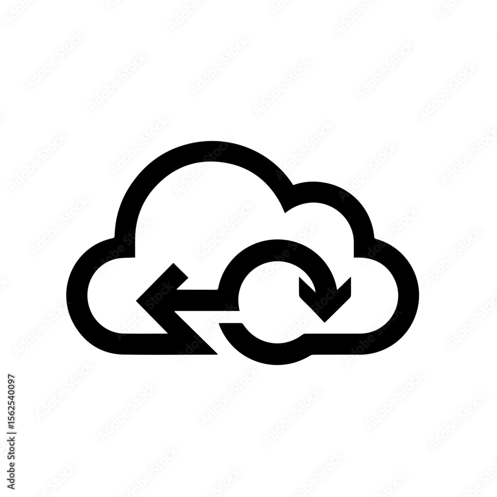 Poster stylized cloud with heart and arrow symbolizing love and data sharing on transparent background