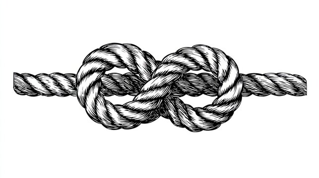 Hand-drawn illustration of a figure-eight knot tied in a thick rope
