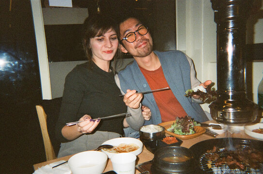 Couple in restaurant