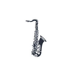 Minimalistic black and white saxophone vector illustration on white background