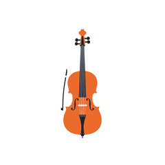 Fototapeta premium Minimalistic illustration of a violin with bow on a white background showcasing musical instrument design