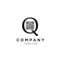 Fototapeta premium Minimalist modern company logo design featuring a bold letter q combined with a qr code element