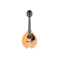 Obraz premium Minimalist illustration of a stringed musical mandolin instrument on white background