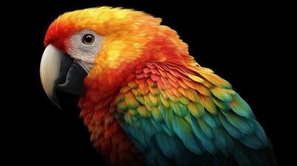 Obraz premium Close-up profile of a colorful parrot