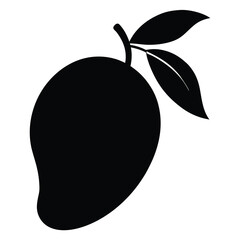 Silhouette of a Mango Fruit with Leaves