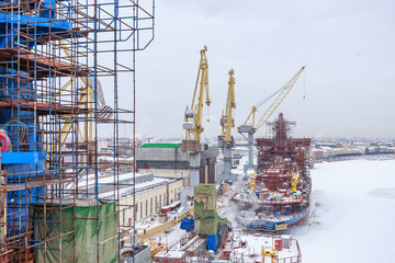 A close-up view of a nuclear icebreaker.
