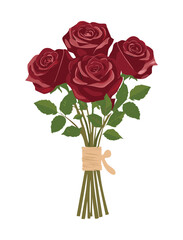 Vibrant Red Rose Bouquet with Twine