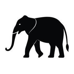 Majestic Elephant Silhouette Black and White Icon