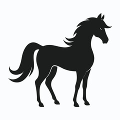 Majestic Black Stallion Elegant Horse Silhouette Illustration