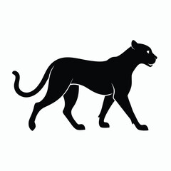 Elegant Black Panther Silhouette Illustration