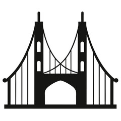Iconic Suspension Bridge Silhouette Architectural Landmark