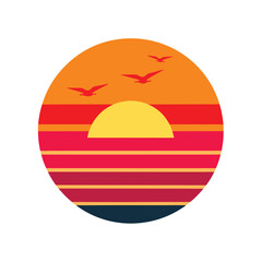 Fototapeta premium Retro sunset flat color 