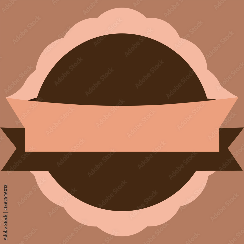 Poster abstract badge with ribbon and brown colors for branding and design elements