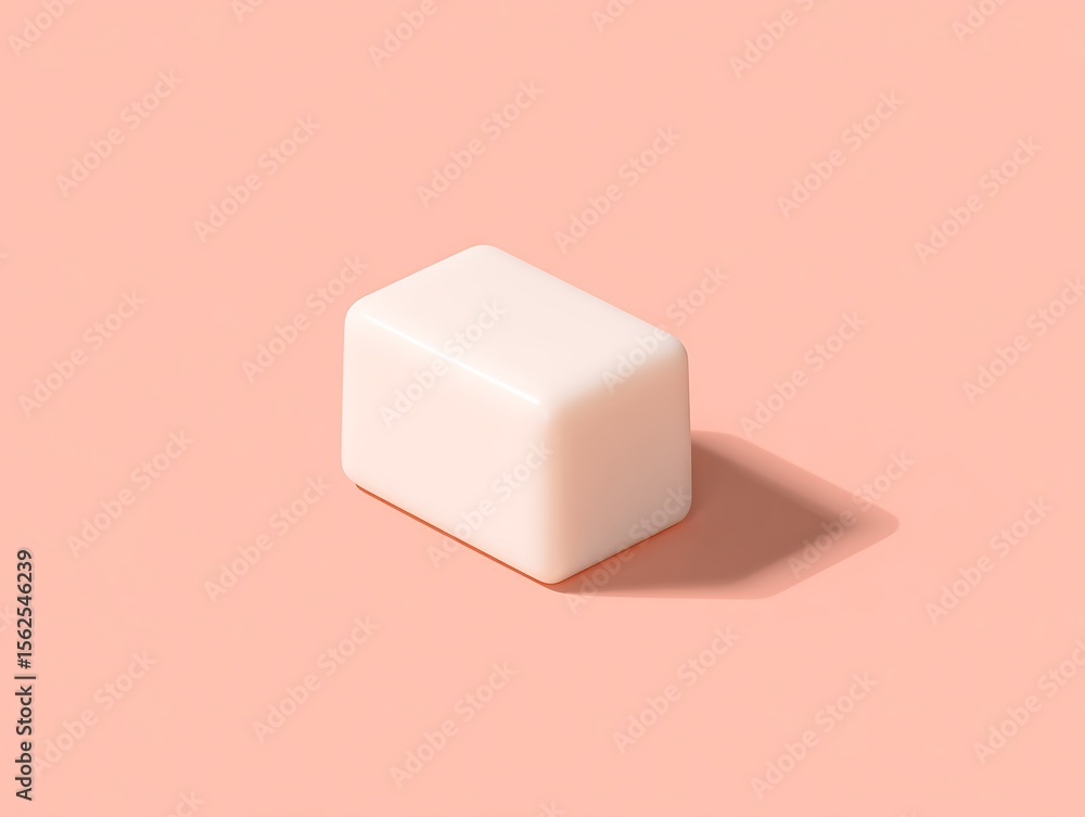Poster simple white rectangular prism on a peach background