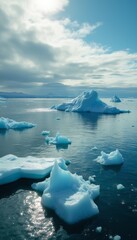 Majestic icebergs floating in serene blue waters