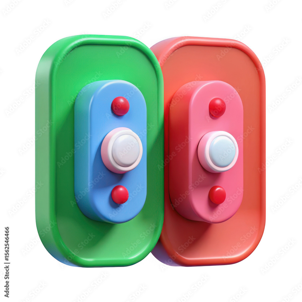 Poster 3d colorful buttons ui element pack isolated on transparent background
