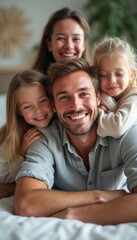 Joyful family portrait with smiles and laughter