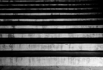 Black and White Concrete Staircase – Zebra Pattern at Night