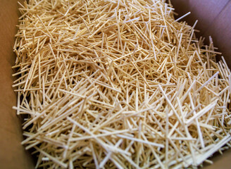 Close-up of the products of a modern match factory.