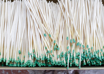 Close-up of the products of a modern match factory.
