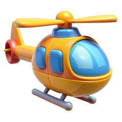 3d cartoon helicopter isolated on transparent background