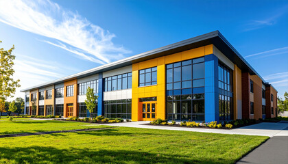 Modern Architectural Design of Vibrant Commercial Building Facade