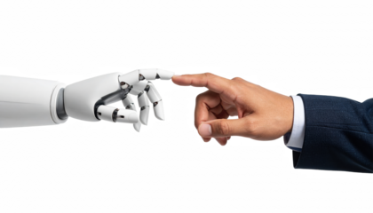 Human and Robot Interaction Symbolizing Future of Technology and Innovation