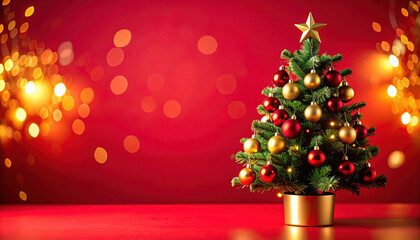 Festive Christmas Tree with Ornaments and Warm Holiday Lights