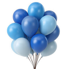 A bunch of blue and white balloons isolated on transparent background