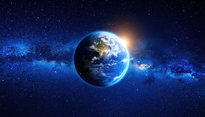 Stunning View of Earth in Space with Stars and Galaxy Background