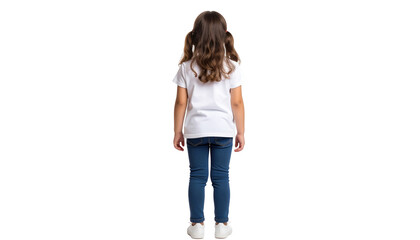 Child Standing Alone in Casual Attire with Long Brown Hair