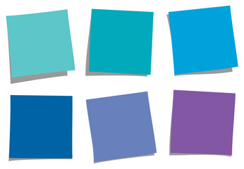 Flat Minimal Vector Illustration of Blue and Purple Sticky Notes Collection for Office and Presentation Use