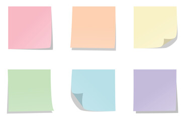 Flat Minimal Vector Illustration of Colorful Sticky Notes Set for Office and Presentation Use