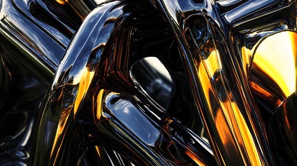 Abstract metallic forms interweave