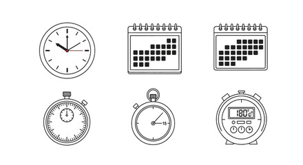 Fototapeta premium Vector clock calendar stopwatch time management schedule appointment deadline reminder planning vector icon 100