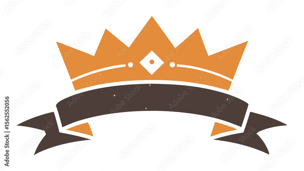 Poster elegant crown and banner emblem with transparency suitable for multiple design projects