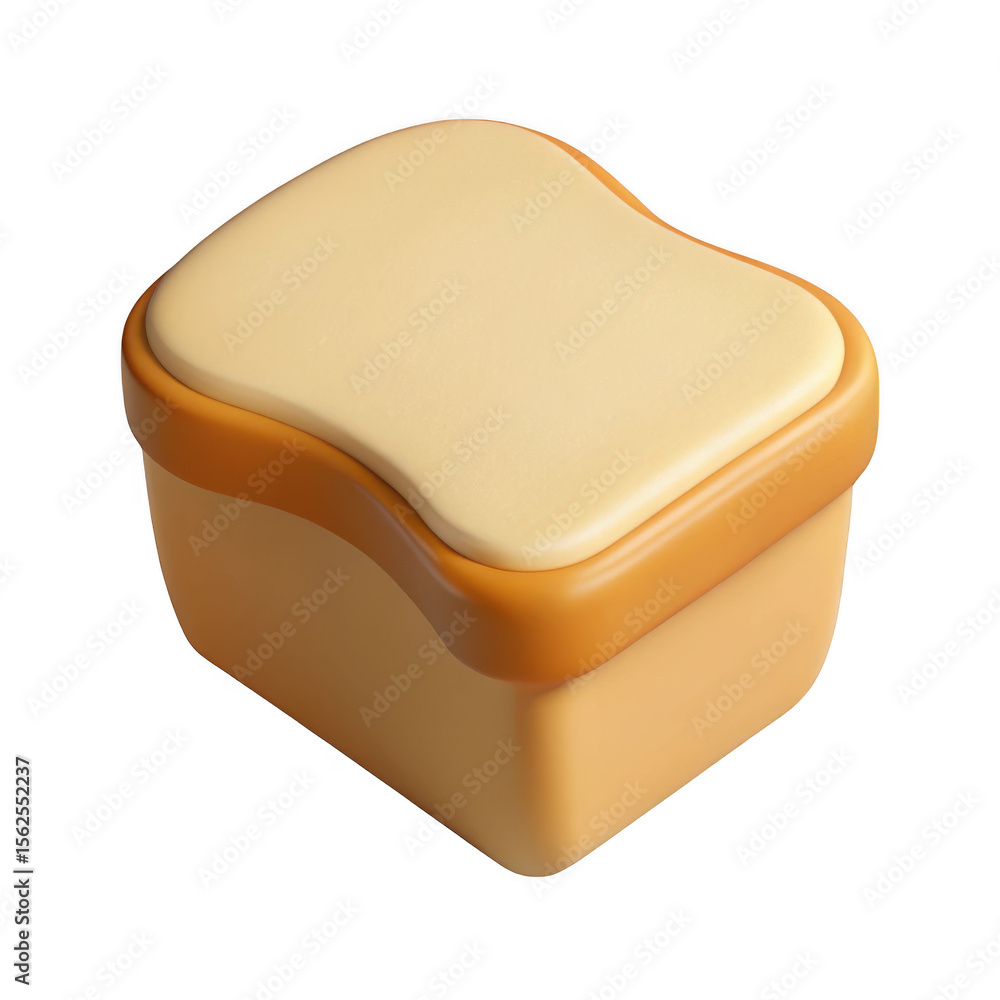 Poster 3d stylized slice of bread isolated on transparent background