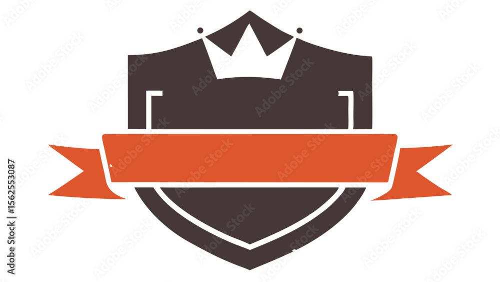 Poster elegant shield badge featuring crown and banner element with transparent background