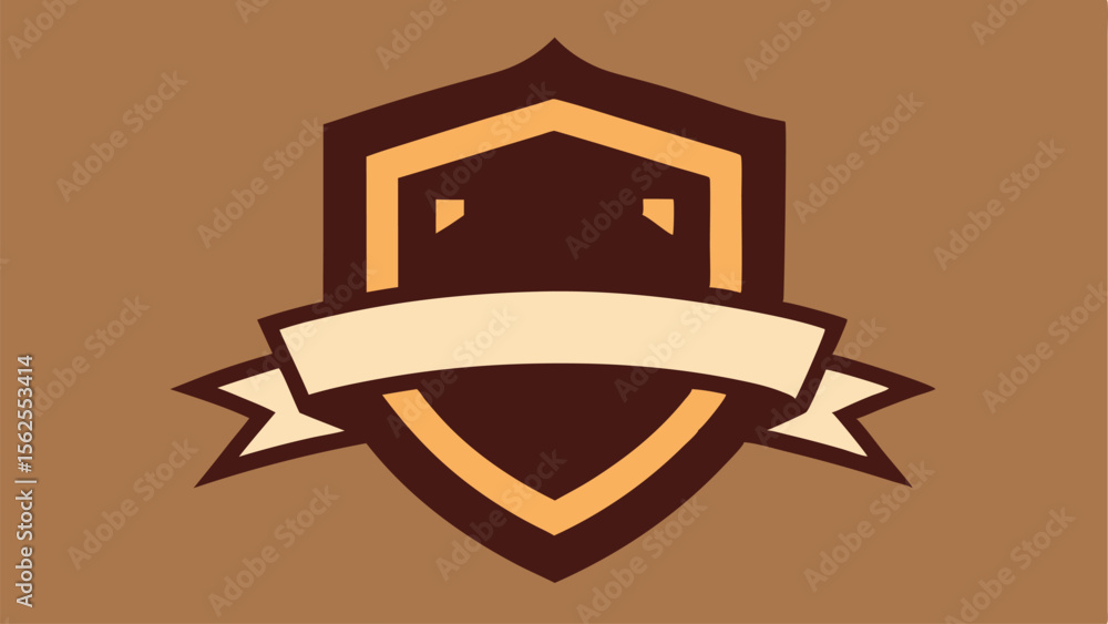 Poster elegant shield emblem with ribbon and badge design element on transparent background
