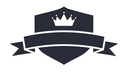 Elegant shield logo with crown and banner elements suitable for branding and design projects