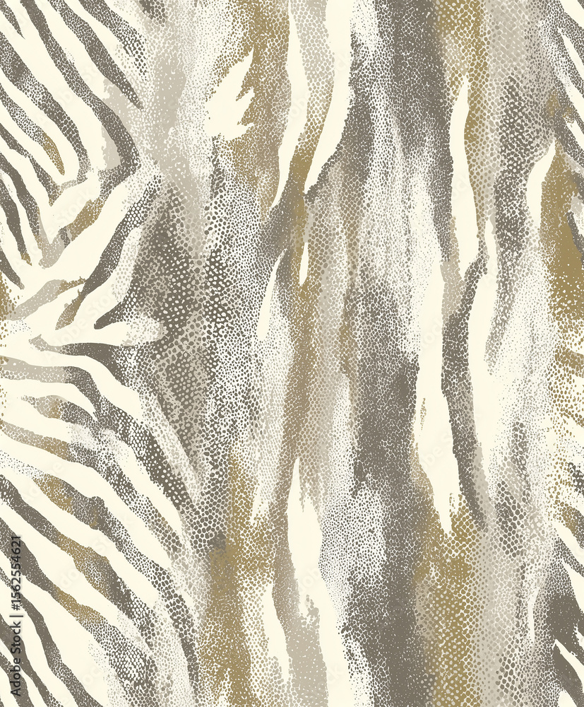Poster zebra stripes combining with reptile skin pattern creating exotic animal print design
