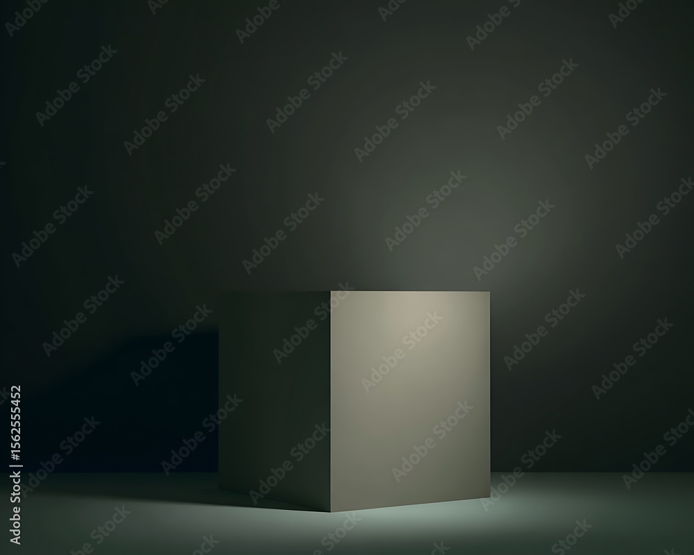 Poster illuminated cube on a dark background