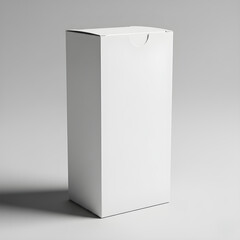 Mockup A plain white packaging box with a top flap, standing upright against a gray background.