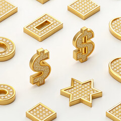 set of gold icons