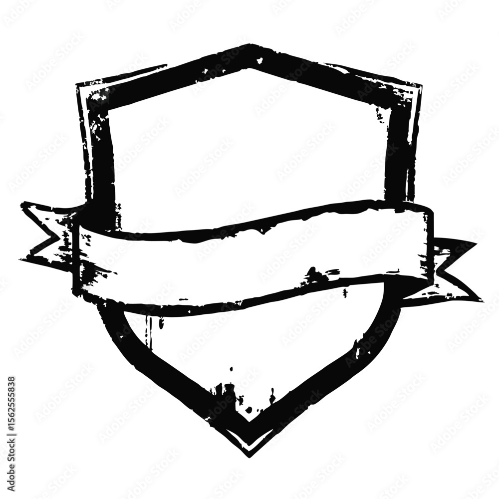 Poster grunge style shield shape with banner for design elements or branding purposes