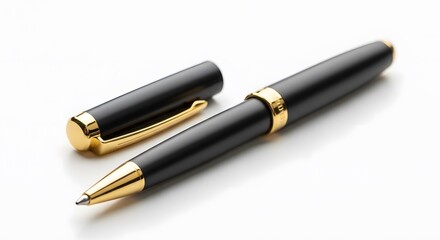 Black and gold ballpoint pen writing instrument for office supplies and professional writing tool needs